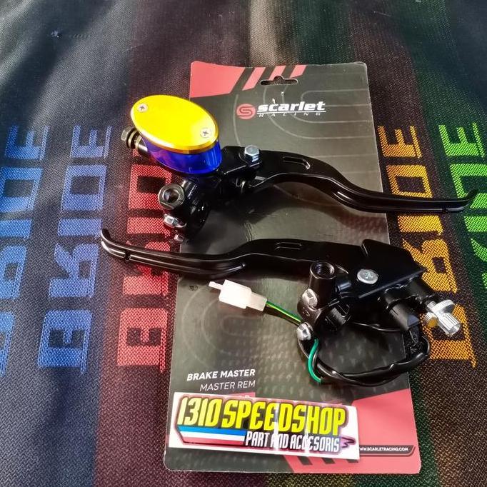 MASTER REM KANAN KIRI TABUNG OVAL SMOKE BIRU TUTUP KUNING BY SCARLET