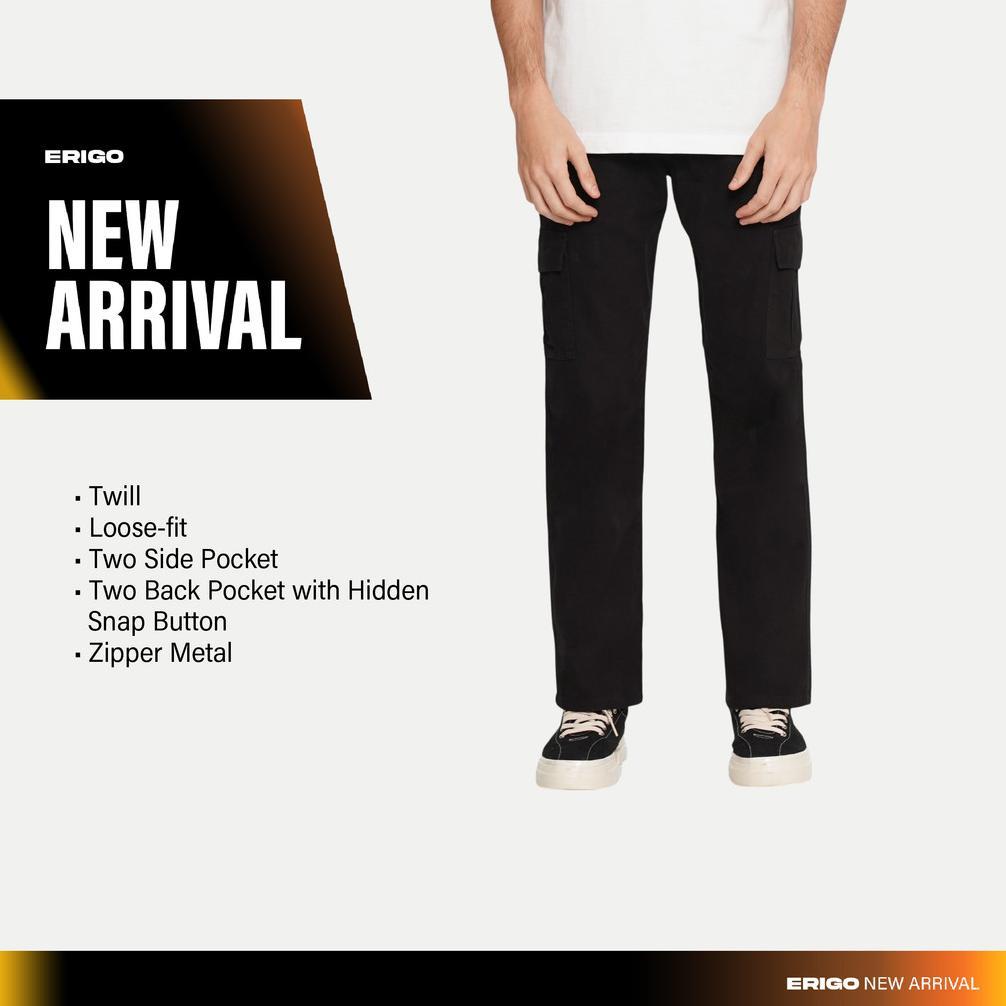 Erigo Cargo Pants Bostan Black - Celana Panjang Cargo Unisex