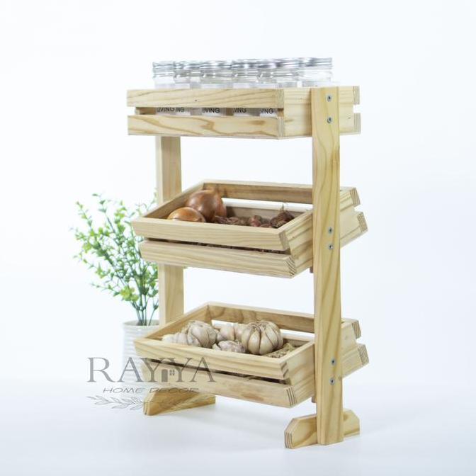 RAK BAWANG KAYU 3 SUSUN / RAK BUMBU SERBAGUNA