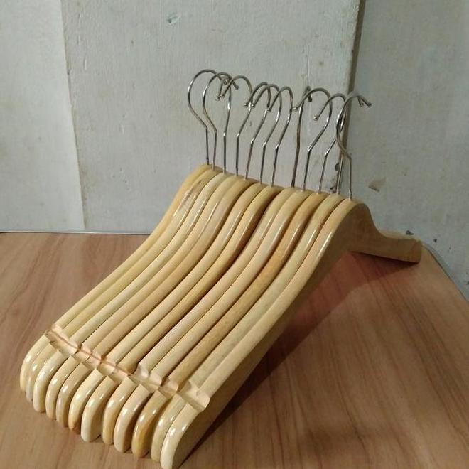 Hanger Kayu Dewasa Natural 1Lusin