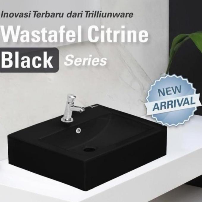 wastafel gantung Black kotak Trilliun Ware citrine 50cm 39cm