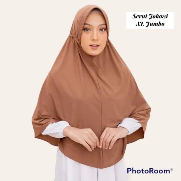 Hijab Bergo Serut Jokowi Jersey Jumbo size XL / Jilbab Kerudung Ukuran XL Panjang Muslim