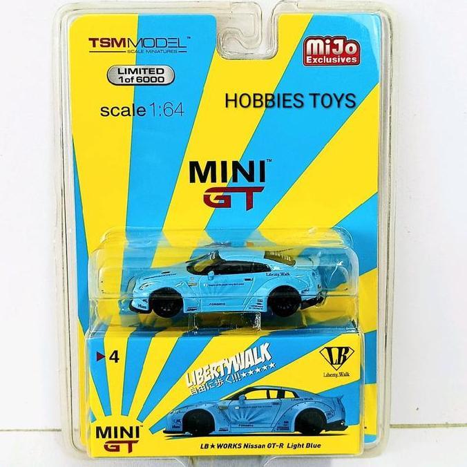 Mini GT 1/64 no. 4 MIJO LBW Nissan GT-R R35 Light Blue