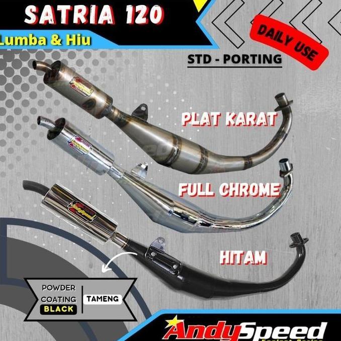 Knalpot SATRIA 2TAK LUMBA HIU STANDAR RACING merk andy speed