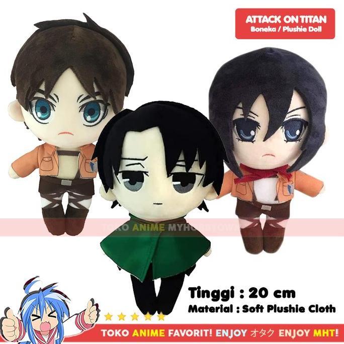 Boneka Eren Jaeger, Levi, Mikasa Ackerman Attack on Titan Plushie Doll