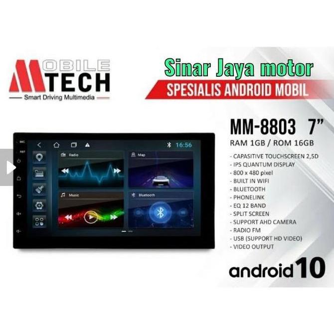 Head Unit Android 7 Inch Double Din Mobiletech MTech MM-8803 RAM 1GB