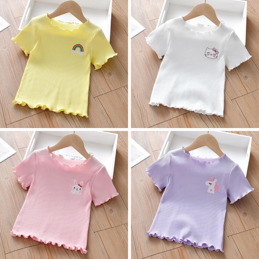 BOBOHO - ATASAN KAOS ANAK PEREMPUAN LENGAN PENDEK  / KAOS ANAK GAYA MODIS BAHAN POLYESTER