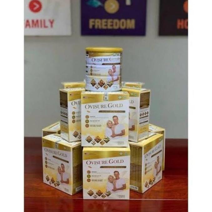 New- PAKET OVISURE GOLD MILK USA 12 SACHET SUSU KACANG ATASI MASALAH TULANG SENDI