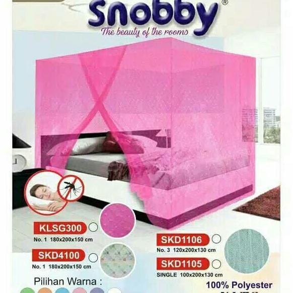 Snobby Kelambu Tile Single Snowbay 120X200X130 Cm Jaring Kain Halus Tebal Anti Nyamuk Elegan Warna P