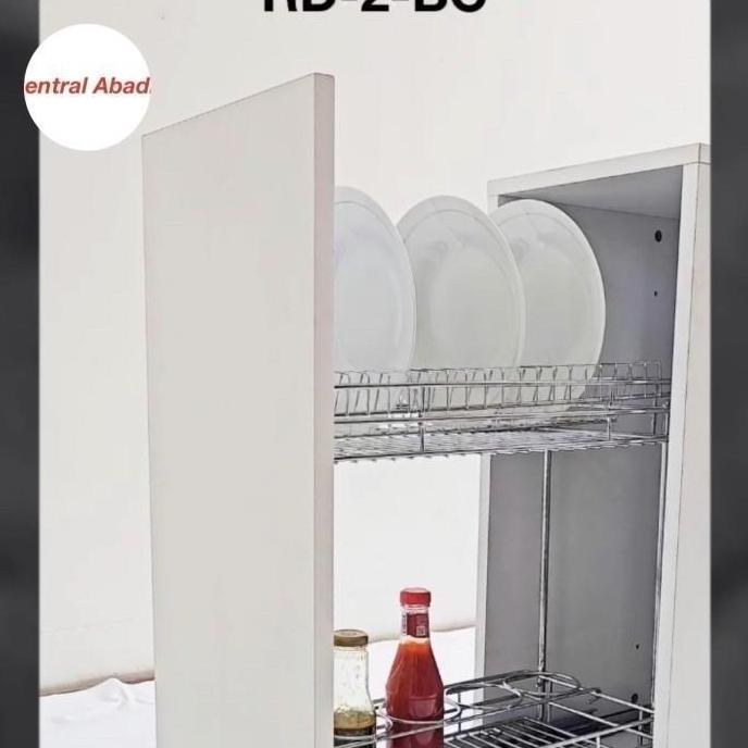 Zifarah1- Rak Piring Stainless Steel 4 Kabinet 2 Susun Tarik Kitchen Set Modern