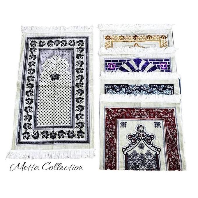 Sajadah Tebal Exclusive Premium Lurex Perak Dasar Putih Halus Lembut Terlaris