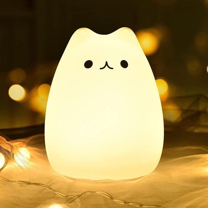 Lampu Tidur Led Rgb Cute Cat Lampu Silikon El Anak Kucing Gemoy