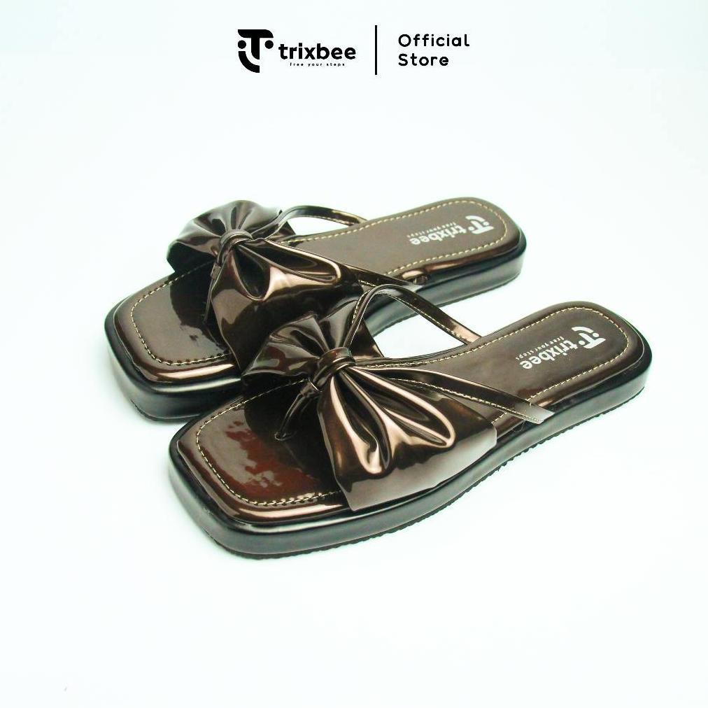 Badu_seller - Trixbee Sandal Wanita Flat Big Size 37-44 Teplek Sol Karet Mahogany