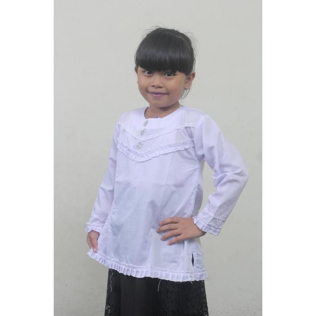 seragam sekolah cewek baju atasan muslim blus TPQ putih bahan kain ero