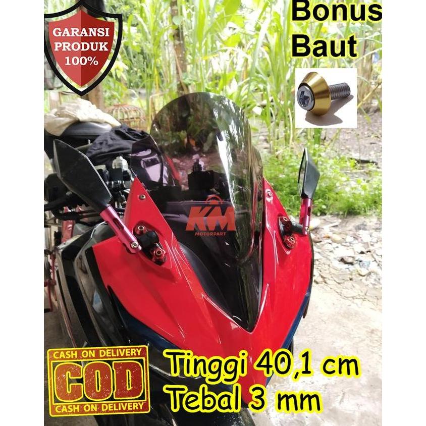 DE158 - Visor Windshield Jenong Cbr 150r New 2019 Facelift Tinggi 40cm Tebal 3mm Hitam dan Bening