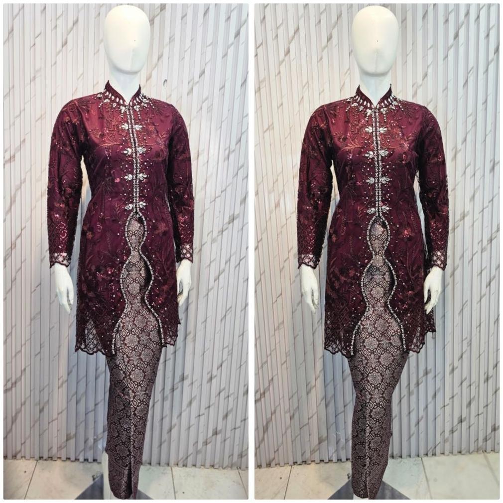 kebaya Fatmawati tille payet Tunik kombinasi payet mutiara