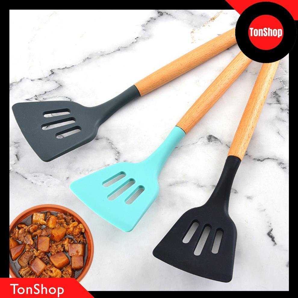 Bisa Cod Sodet Silikon Gagang Kayu / Sodet Silikon Tahan Panas / Spatula Silikon Tahan Panas / Sutil