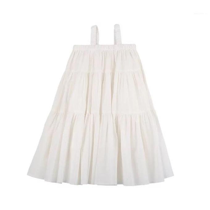 New- Plain Flare Dress - Dress Pantai Polos Putih Anak