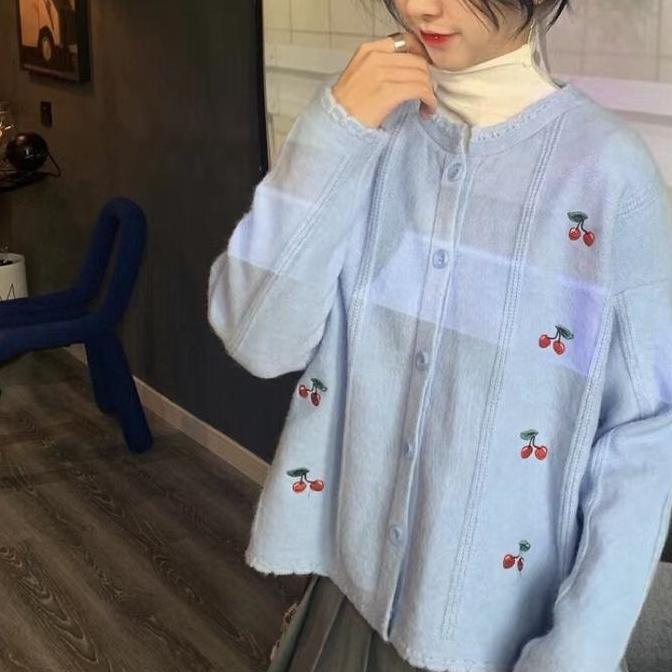 Busana Kasual Cherry Knit Cardigan