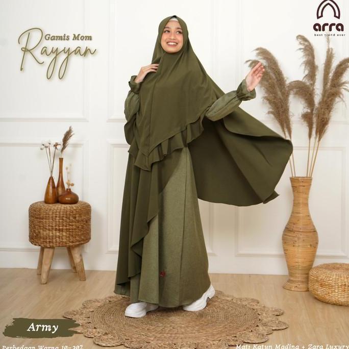 New- Baju Sarimbit Couple Keluarga Gamis Koko Arra Rayyan Army Premium