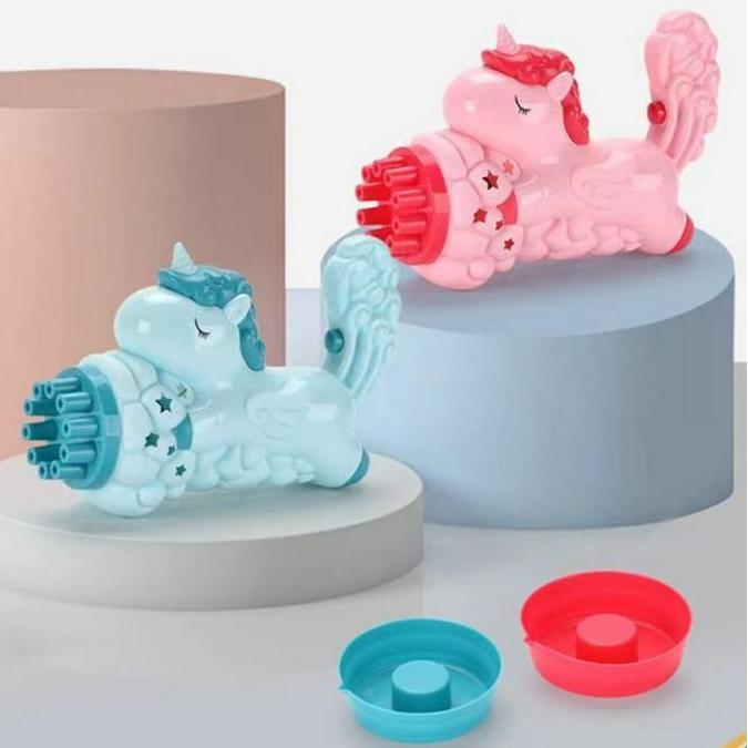 10 Mainan Bubble Gun Unicorn / Mainan Tembak Busa Gelembung Model Kuda Unicorn / Unicorn Bubble Gun 