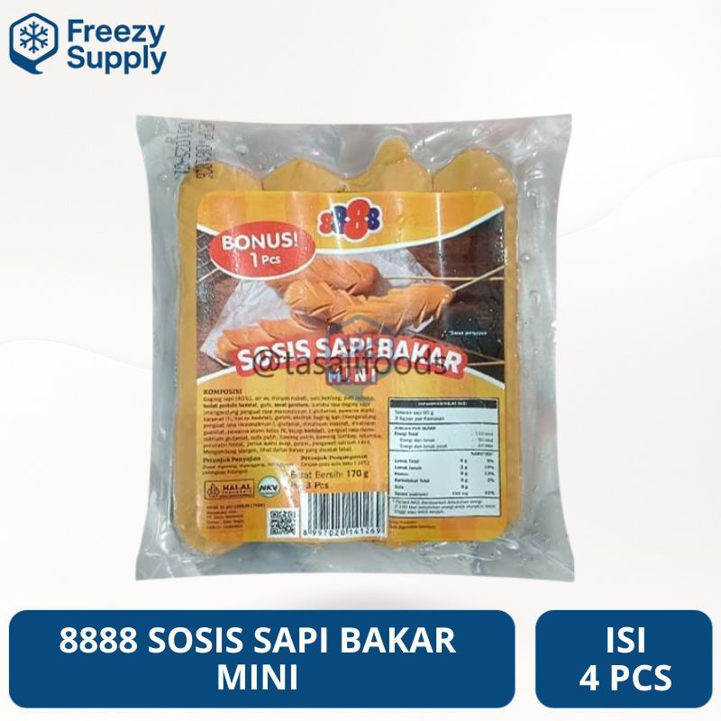 8888 Sosis Sapi Bakar Mini Isi 4 Pcs Freezy