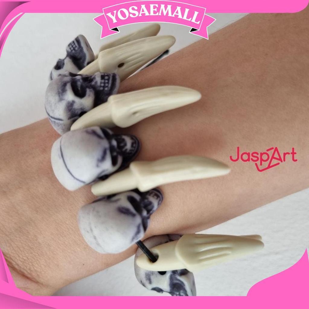 Gelang Tangan Aksen Kepala Tengkorak Gelang Tengkorak Taring Gelang Halloween Gelang Unik Ori