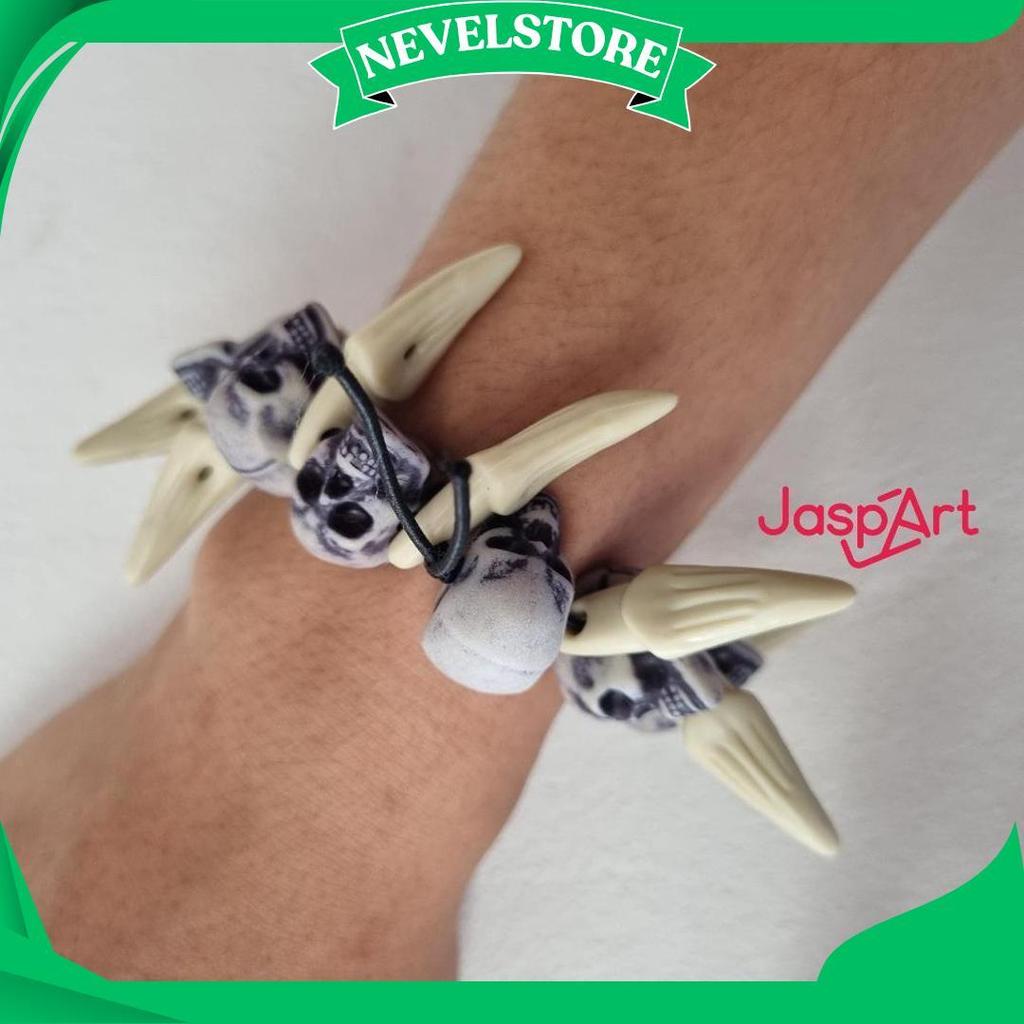 Gelang Tangan Aksen Kepala Tengkorak Gelang Tengkorak Taring Gelang Halloween Gelang Unik Cod