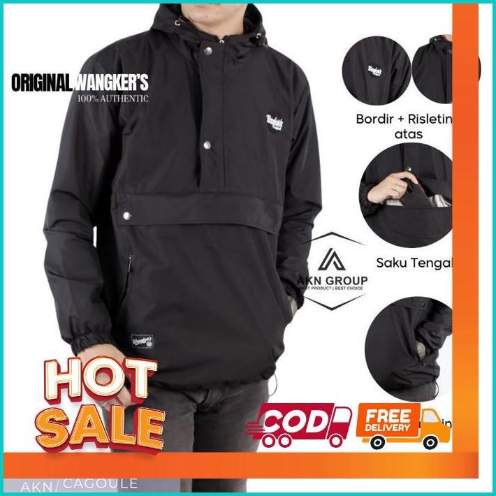 Akn Jaket Cagoule Pria Simple / Jaket Pria Polos Outdoor Kantong Doraemon Original Wangkers Big Size