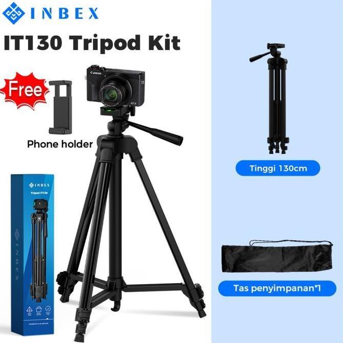 INBEX IT130 Camera Tripod 130cm Professional Tripod for Smartphone DSLR Include Holder