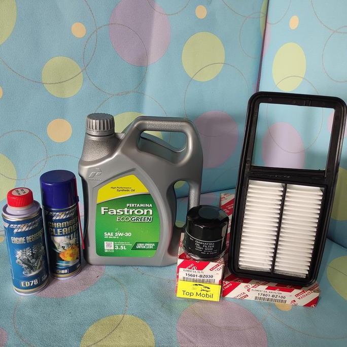 CHALK Paket service oli Pertamina Fastron Eco Green 5W-30 Agya Ayla 1200cc