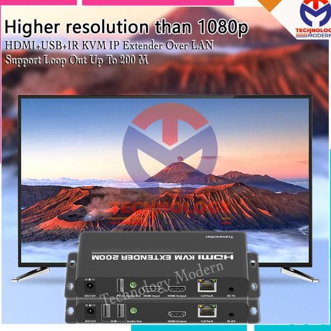 HDMI+USB+IR KVM IP Extender Over LAN Support Loop Out Up To 200 M