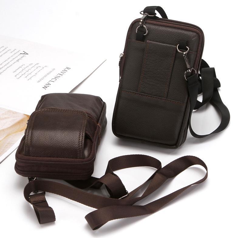 Tas hp selempang pinggang kecil kulit asli multifungsi pria import 6 7 inch