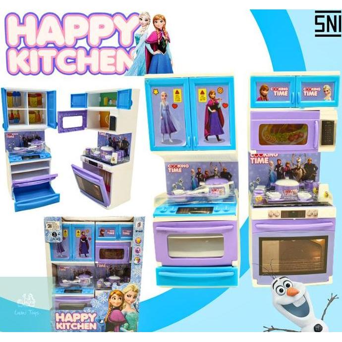 Mainan Anak Perempuan Masak Masakkan Alat Dapur Happy Kitchen Set Frozen Elsa Anna BP6649