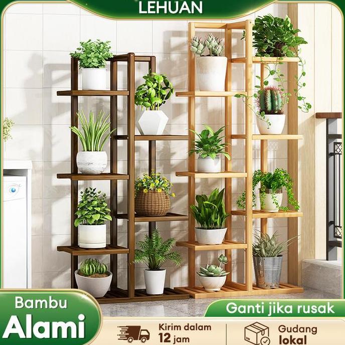 GENIVALEZZ - LH-RAK BUNGA SUDUT RUANG TAMU KAYU TANAMAN MINIMALIS 5 SUSUN STANDING RACK