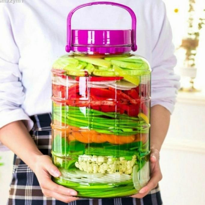 BANMOTSTORE Toples Kaca Jumbo 10L Gagang Ungu Manisan Asinan Canister Jar Kue Lebaran Kombucha Desse