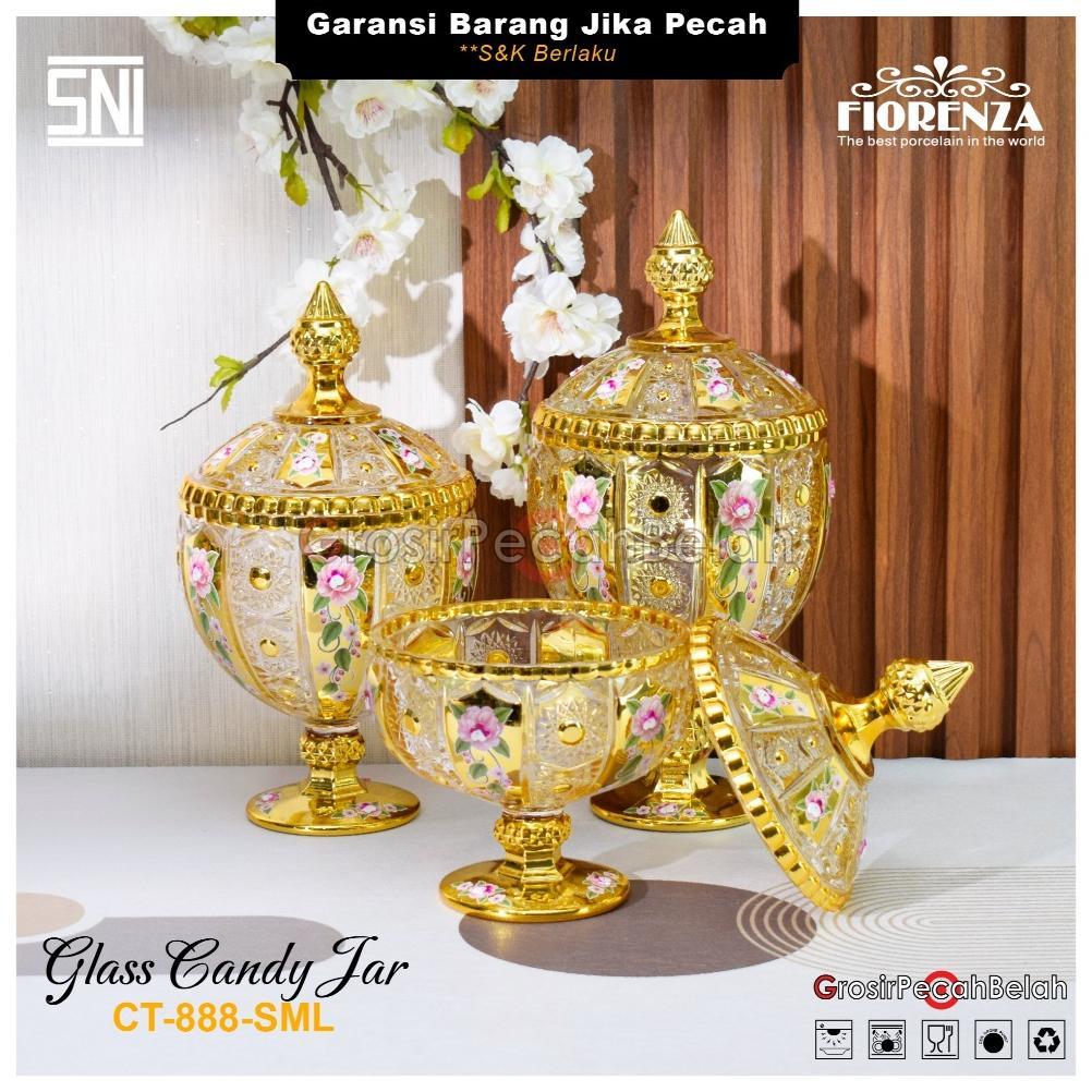 BANMOTSTORE Toples Kue Makanan Permen Keramik Set Motif Bunga Fiorenza CT-888-SML