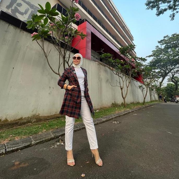 Gita Blazer Wanita by Astan Blajer Flanel Motif Kotak Outer Terlaris