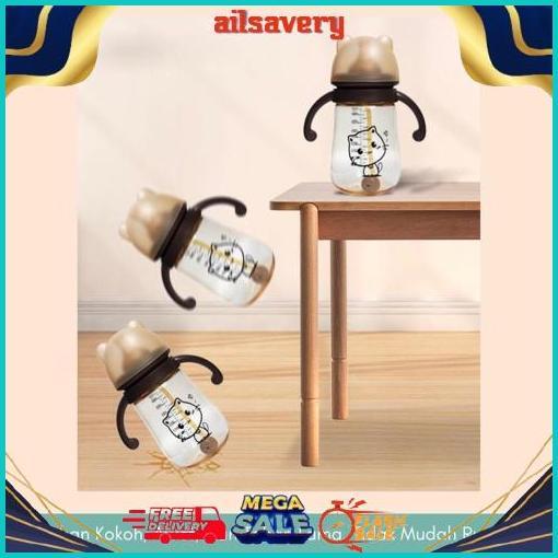 Baru Either.Id - Botol Minum Anak/Botol 2 In 1 Dot Dan Sedotan/Karakter Rabbit Bear Tutup Clip/Impor