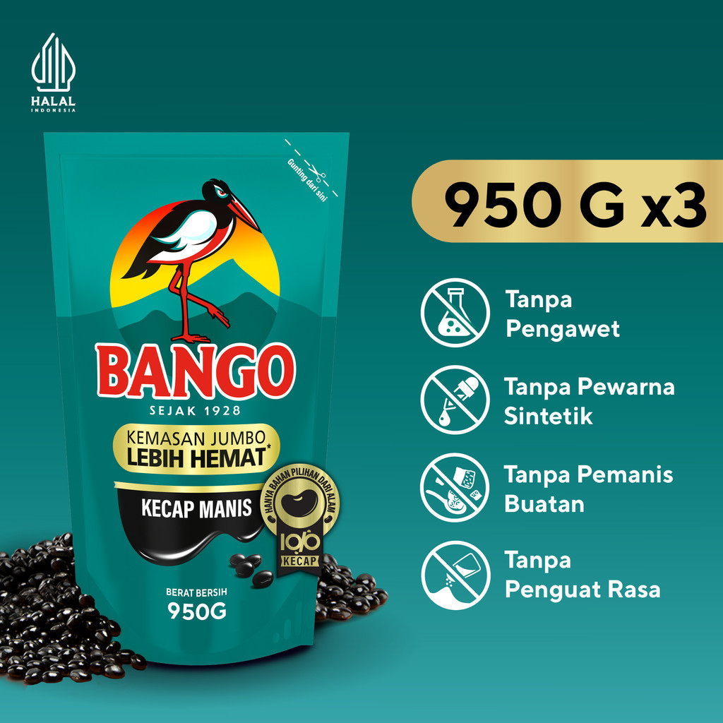 Bango Kecap Manis Refill Pouch Besar 950G x 3