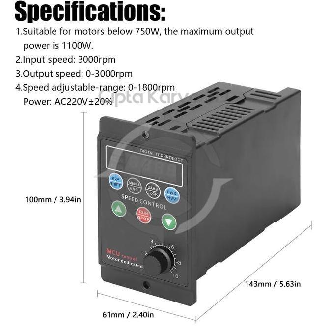 220V 1phase Input 3phase Output Motor Driver VFD 750W Frequency Conver