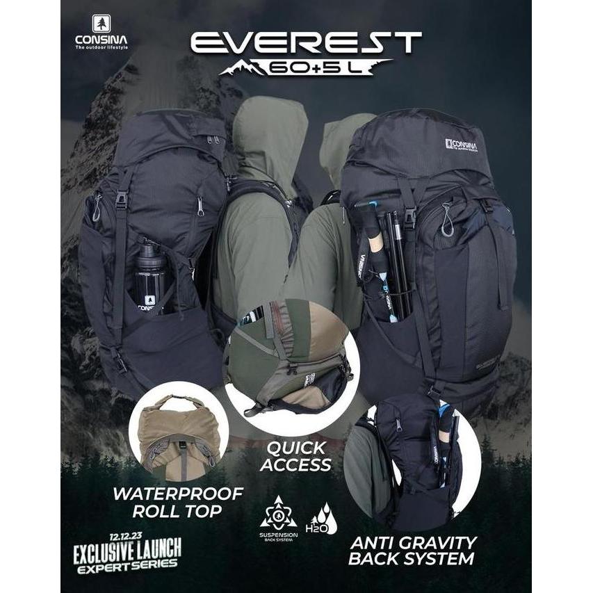 Consina EVEREST Ransel Gunung Carrier 60 + 5L / Tas Carrier Keril Carier TNF Elektra Electra 45 Lite