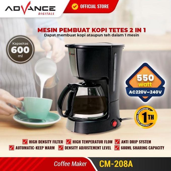 ADVANCE CM208A COFFEE MAKER MESIN KOPI ESPRESSO LOW WATT ORIGINAL DAN TERPERCAYA