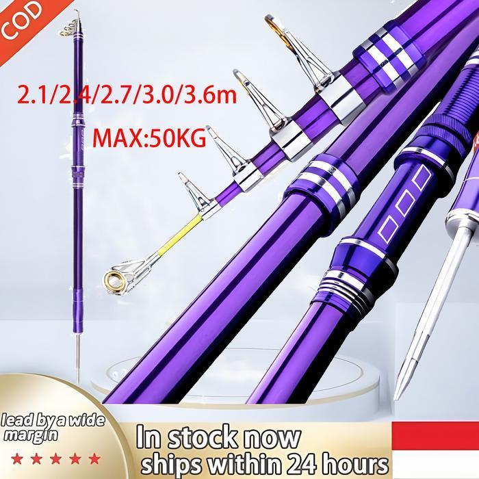 2.1-3.6M Joran Pancing Dengan Colokan Tanah Joran Pancing Berputar - Desain Teleskopik, Ringan Dan P