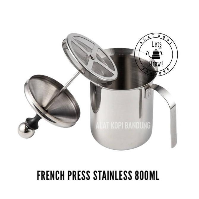 TERBARU - French Press Stainless 800ml / Alat seduh Kopi dan Froather susu