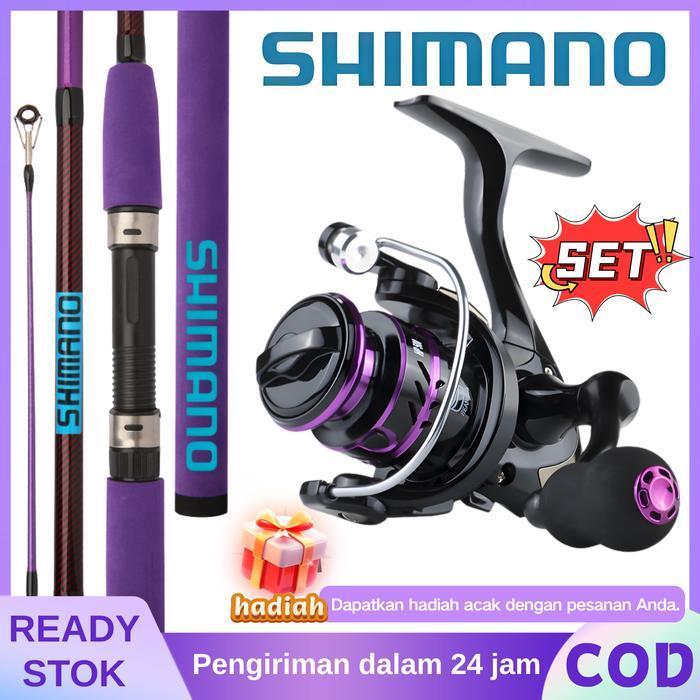 Shimano Set Paket Mancing Terbaru Joran Lur 1.8-3.0M Serat Karbon Reel Metal 5.2:1 Lengkap Aksesoris
