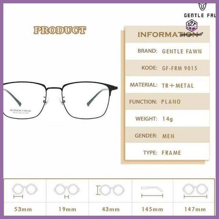 (GLASSES) GENTLE FAWN FRAME KACAMATA TR90+METAL SIMPLE KEREN BISA MINUS 9015 GOOD QUALITY