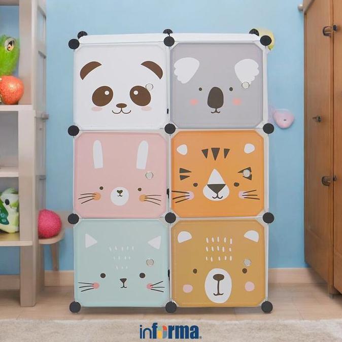 NEW INFORMA LEMARI PAKAIAN PLASTIK MULTIFUNGSI ANIMALS SERIES ORI