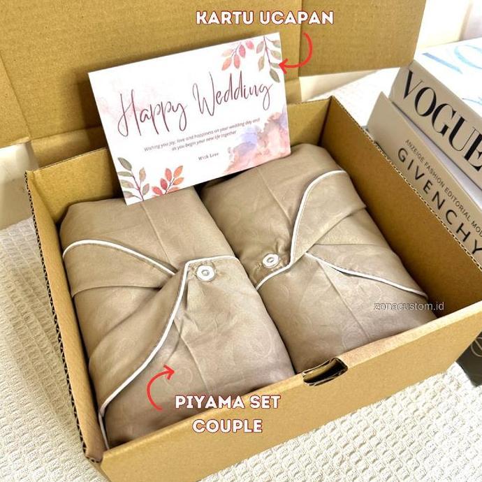 Hampers Wedding Piyama Couple Set | Kado Pernikahan Anniversary Pasangan Hadiah Valentine Seserahan 