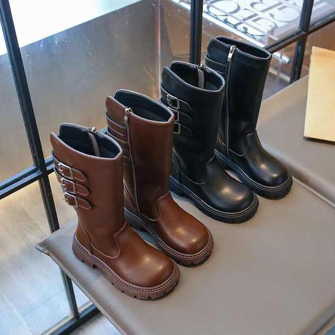 (LOLI-JKT) SP- IYAS SEPATU BOOTS ANAK PANJANG BAHAN KULIT SINTESIS RESLETING SAMPING SIZE 26-36